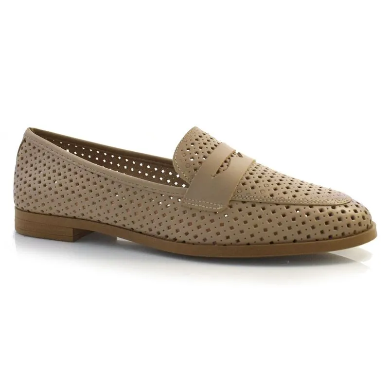 Mocassim de Couro Feminino Suzzara Bege 115.009 39