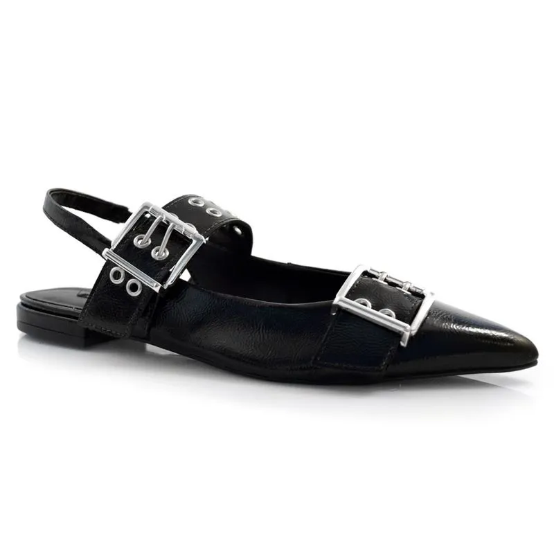Sapatilha Slingback de Couro Suzzara Preto 201.009 39
