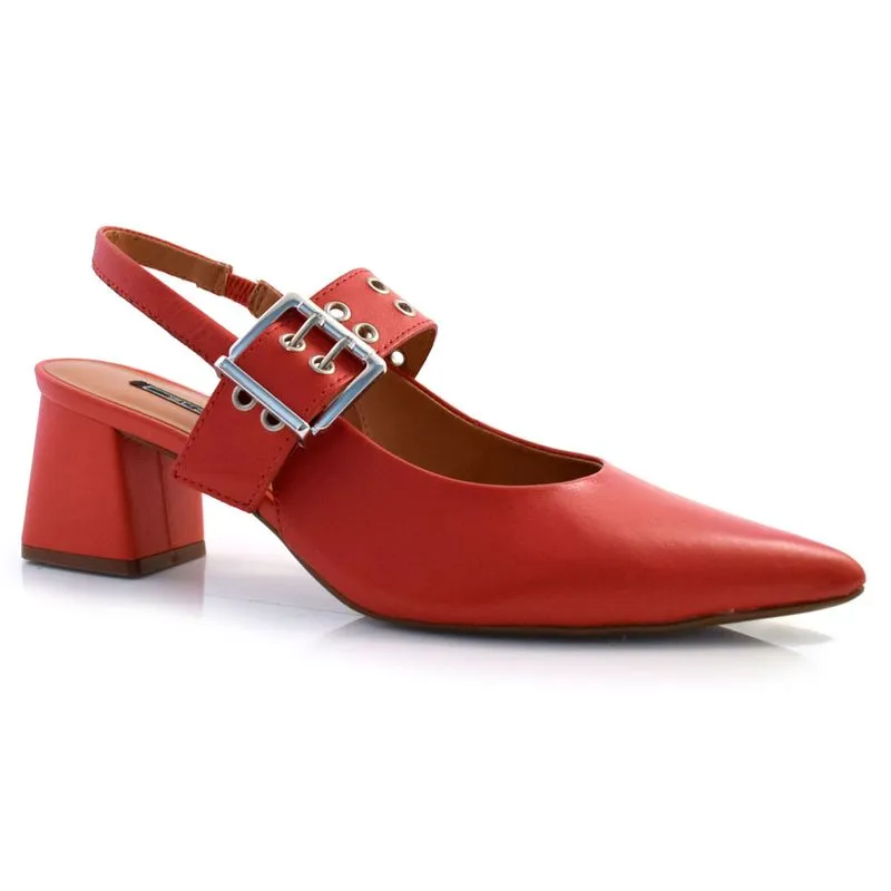 Scarpin Slingback de Couro Suzzara Vermelho 421.004 33