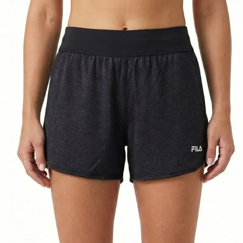 SHORTS FEMENINO FILA DOUBLE BASIC TRAIN II - NEGRO MESCLA - S