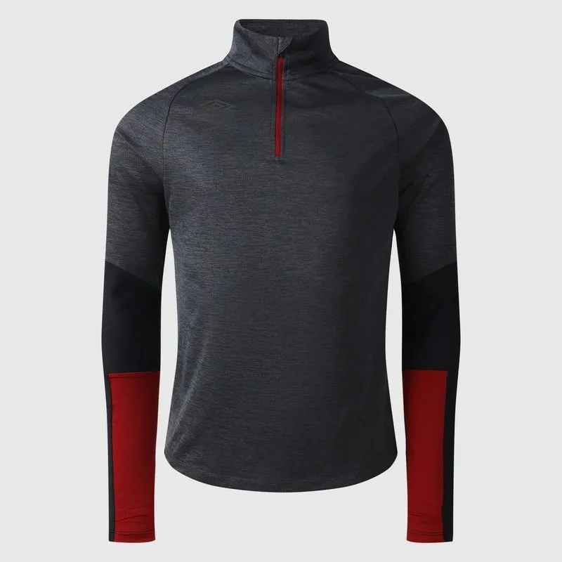 BUZO MASCULINO UMBRO PRO TRAINING HALF ZIP TOP - PRETO/RED DAHLIA - XXL