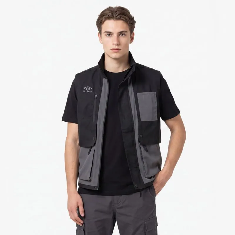 CHALECO UNISEX UMBRO MULTI POCKET GILET - PRETO/IRON GATE - L