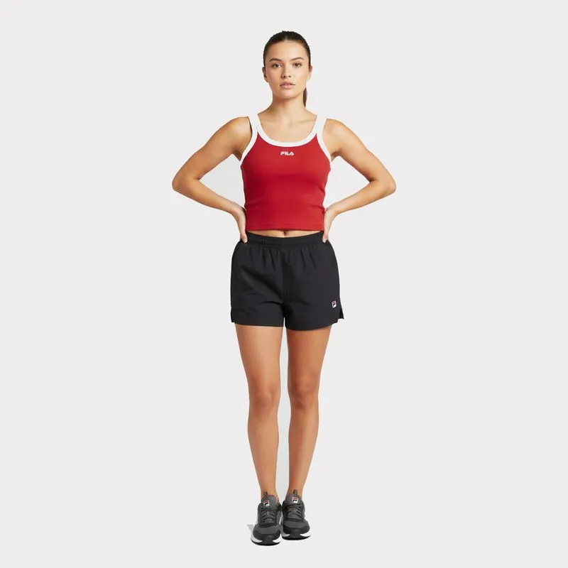 REMERA MUSCULOSA FEMENINA FILA RIBBED LETTER - ROJO CHILE/BLANCO - M