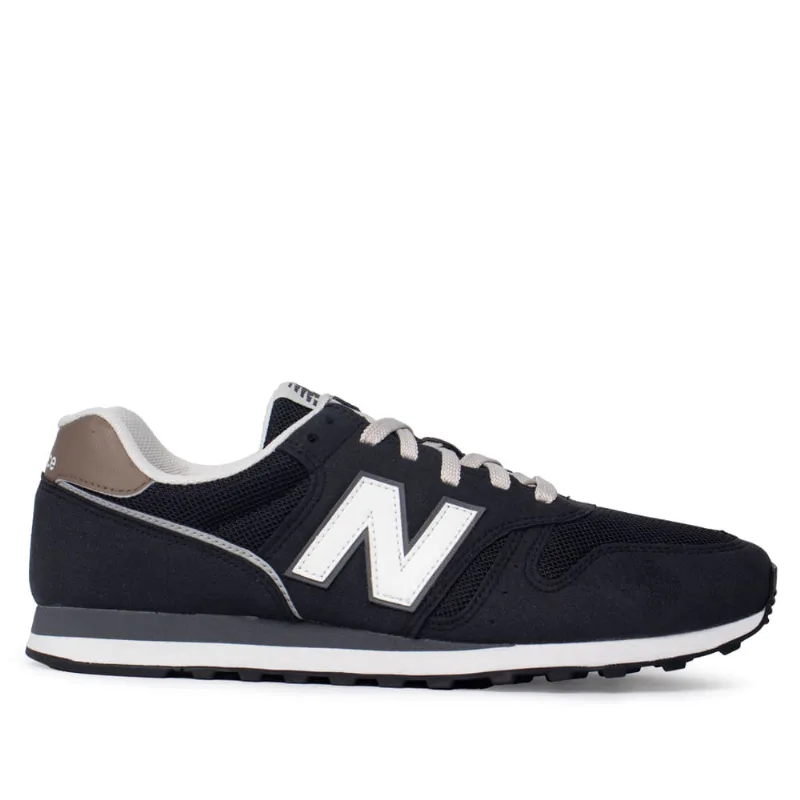 Tênis Masculino New Balance 373v2 Camurça Preto/Bege Claro - 38