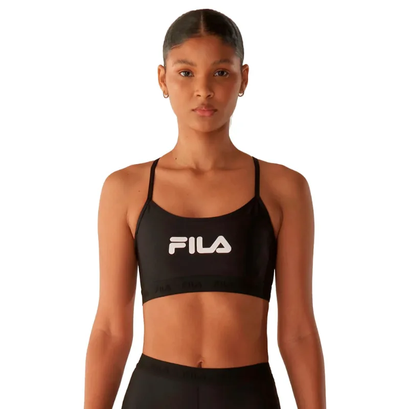 Top Feminino Fila Train Elastic V Cropped UV50+ Preto/branco - M