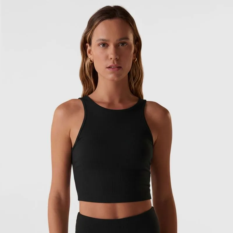 TOP FEMENINO FILA LONG LIFE RIBBED - NEGRO/BLANCO - XL