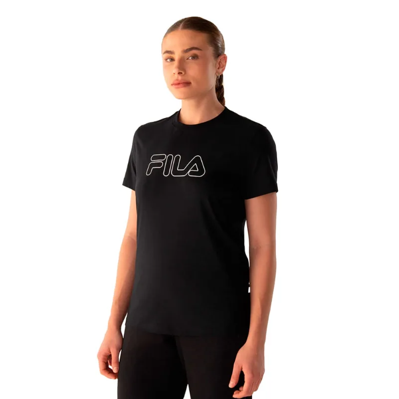 Camiseta Feminina Fila Basic Outline Preto/Branco - GG