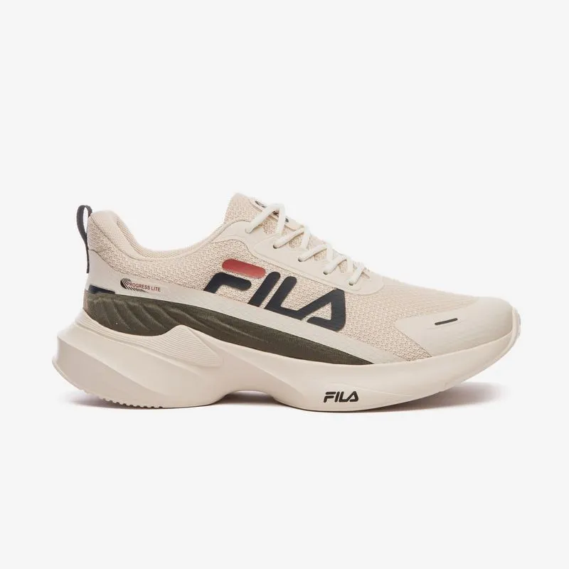 ZAPATILLA FILA PROGRESS LITE MASCULINO - RAW WHITE/NEGRO/MARRON ROJO - 43