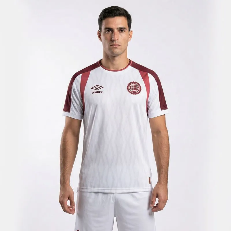 CAMISETA MASCULINA UMBRO CLUB ATLETICO LANUS OF.2 2026 - BLANCO/BORDO - S