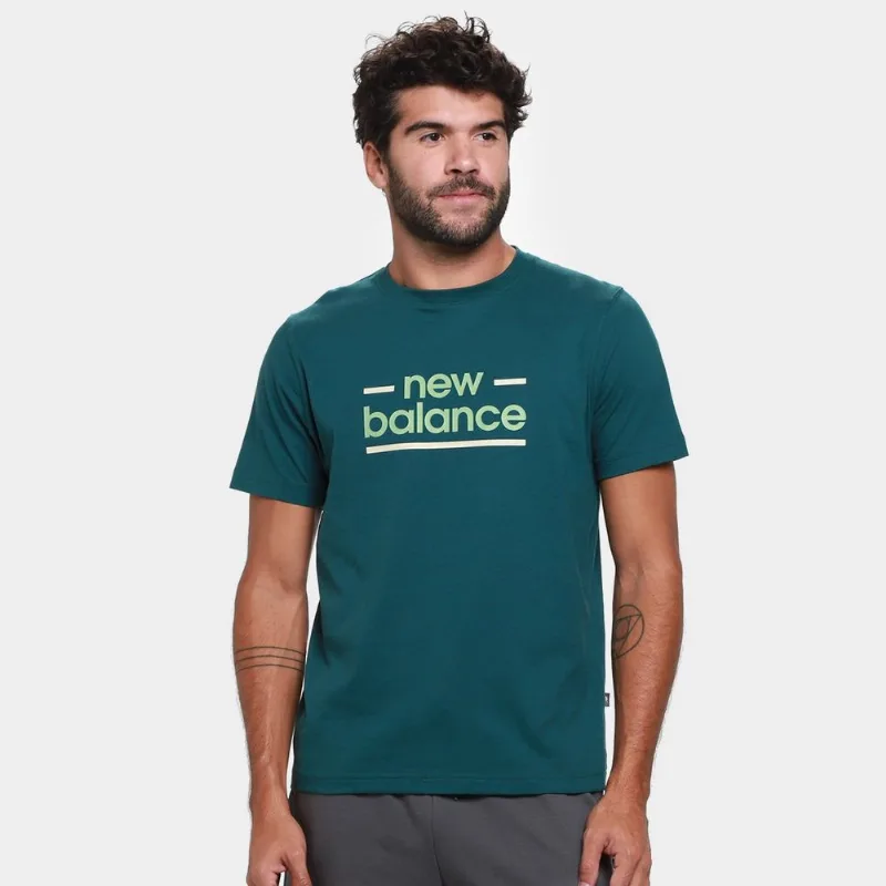 Camiseta New Balance Linear Lines Masculina - Masculino - Verde