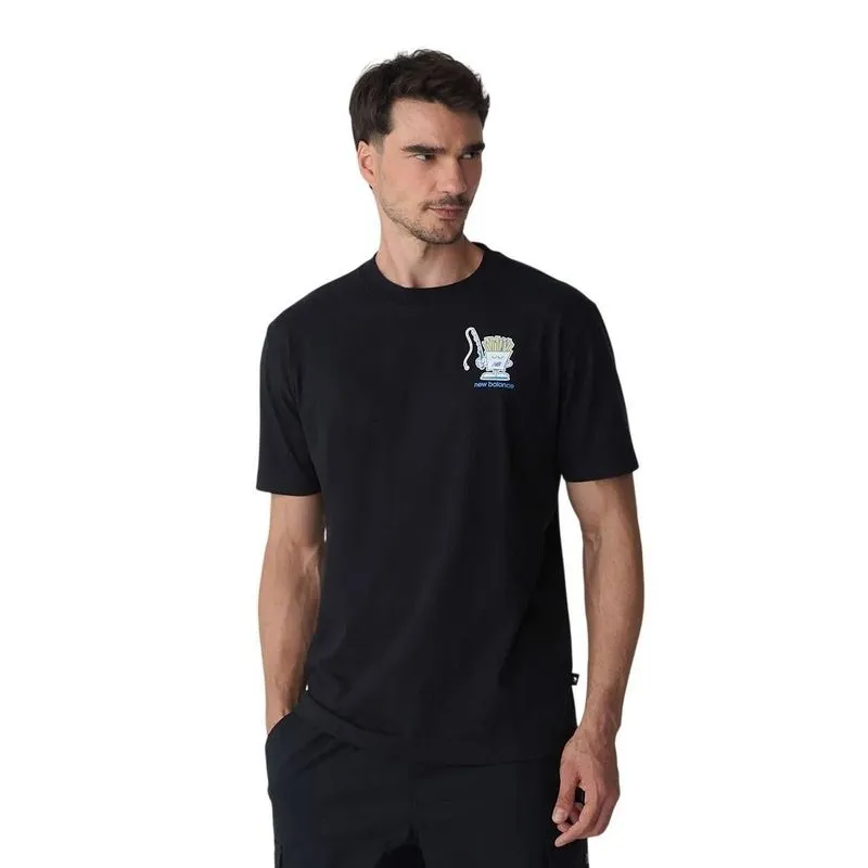 Camiseta New Balance M/C Fish And Chips Masc MT61I5BMB-BK GG / PRETO-BRANCO