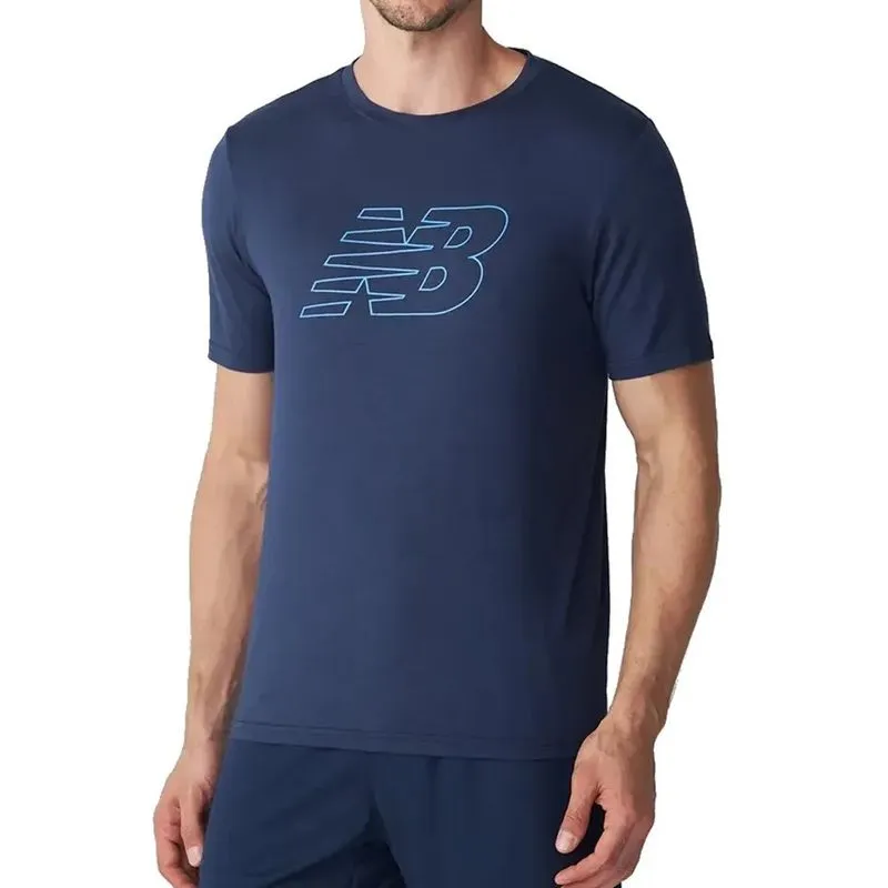 Camiseta New Balance Athletics Graphic Masculina Marinho Esportiva GG