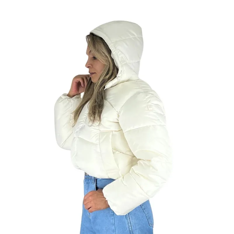 Jaqueta Puffer Fila Feminina Letter Off P / bege