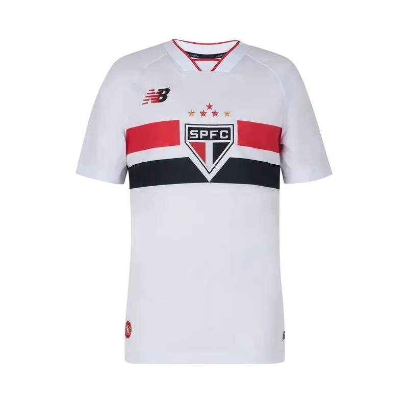 Camiseta Juv New Balance São Paulo Torcedor I 26 JT831843-BVP 12 / BRANCO-VERMELHO