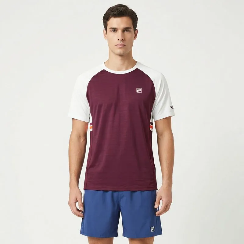 REMERA UNISEX FILA ROUND NECK T-SHIRTS - VINO - M
