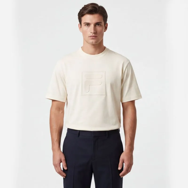 REMERA UNISEX FILA OVER EMBOSSED F-BOX - BLANCO GARDENIA - M