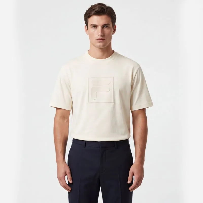 REMERA UNISEX FILA OVER EMBOSSED F-BOX - BLANCO GARDENIA - L