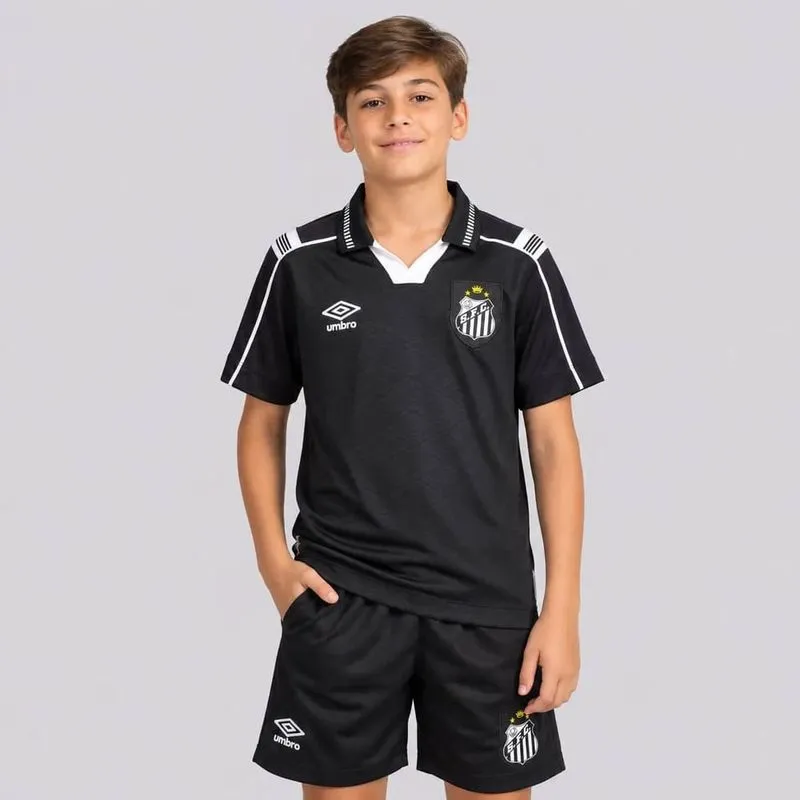 Camisa Santos III Umbro 26/27 Infantil Preto 8