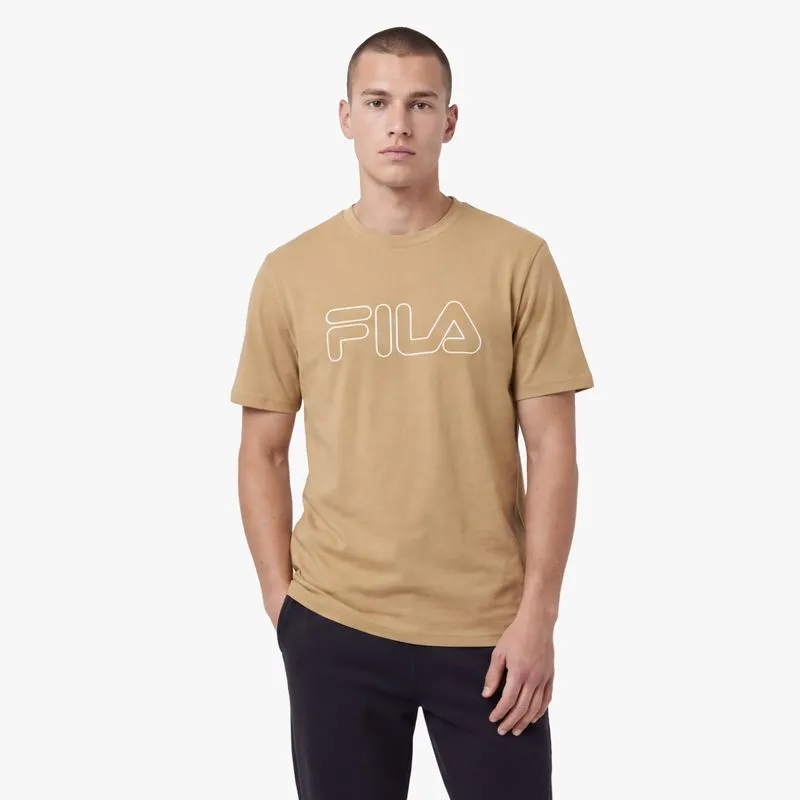 REMERA MASCULINA FILA REGULAR LETTER OUTLINE - BEIGE DORADO OSCURO - 2XL