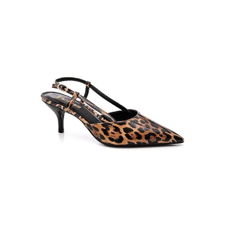 Sapato Santinelli Slingback Feminino Bico Fino 1612-034 Animal Print 38