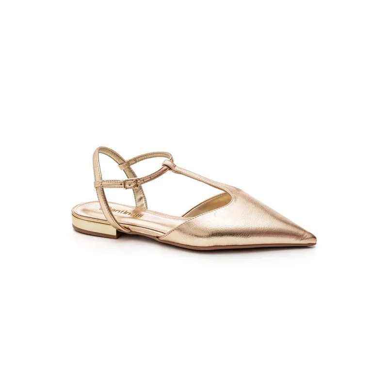 Sapatilha Santinelli Slingback Feminino Bico Fino 1652-002 Ouro 36