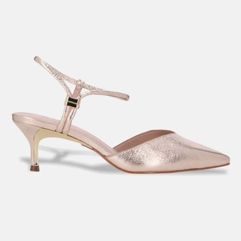 Sapato Scarpin Luz da Lua Slingback Salto Baixo 58060001 39 / Dourado