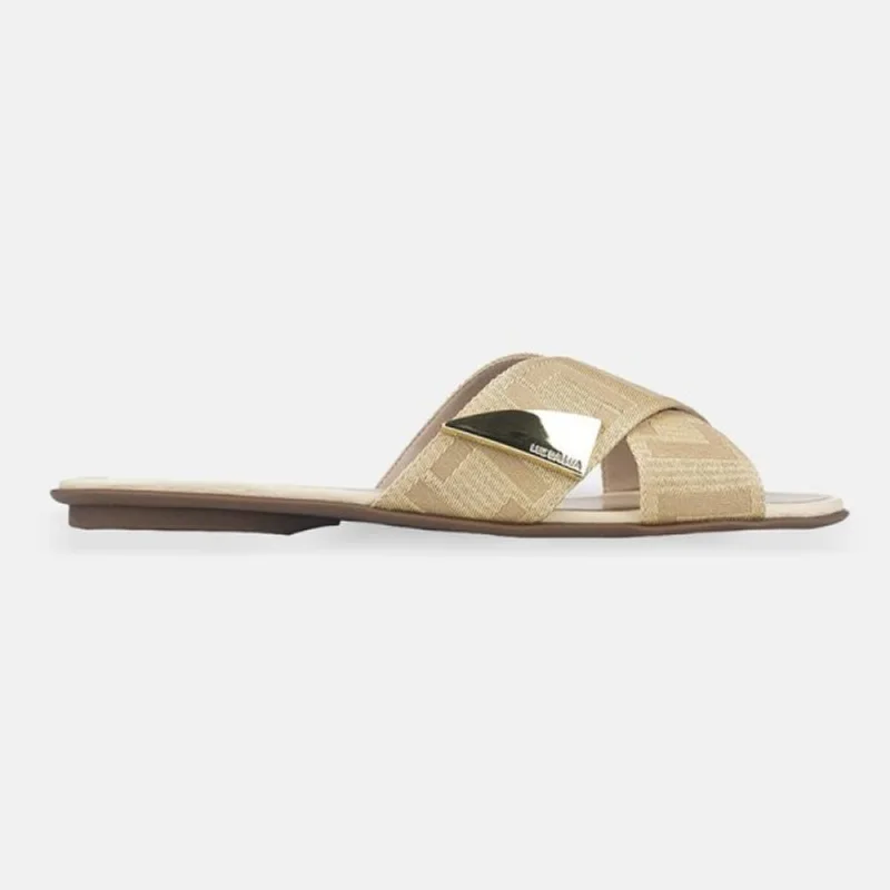 Chinelo Luz da Lua Tira Cruzada Gorgurão Metal 52211110 34 / Dourado
