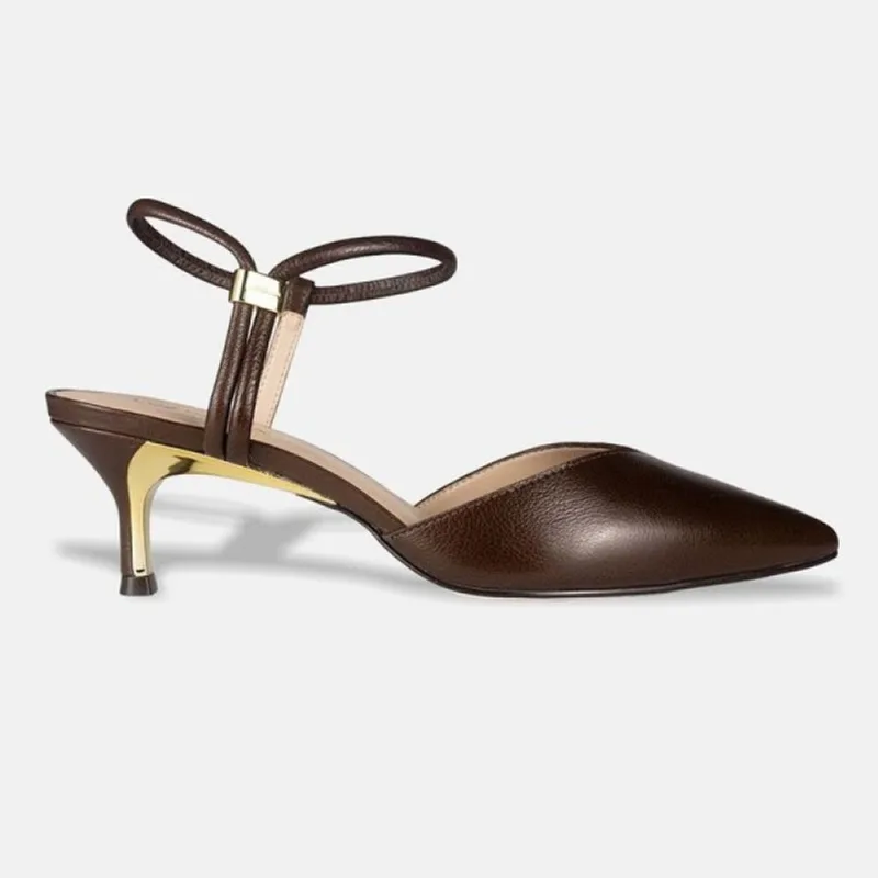 Sapato Scarpin Luz da Lua Slingback Salto Baixo 58060001 39 / Marrom