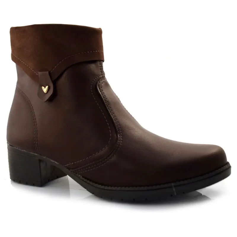 Ankle Boots Feminino com Salto Bloco Mississipi Marrom Q8463 36