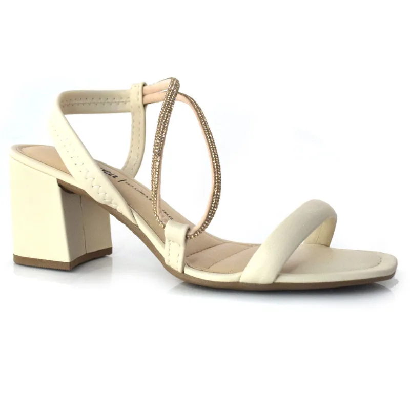 Sandália de Salto Bloco Feminina Dakota Off White Y6181 35