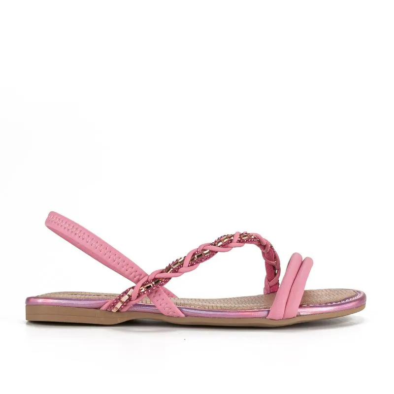Sandália Pink Cats Infantil Rasteira Rosa 27