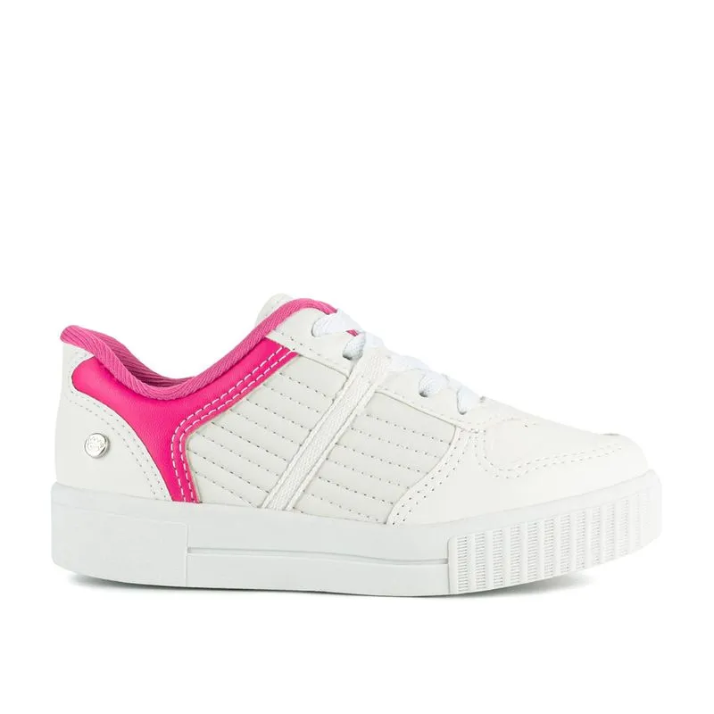 Tênis Pink Cats Infantil Casual Flatform Branco e Rosa 36