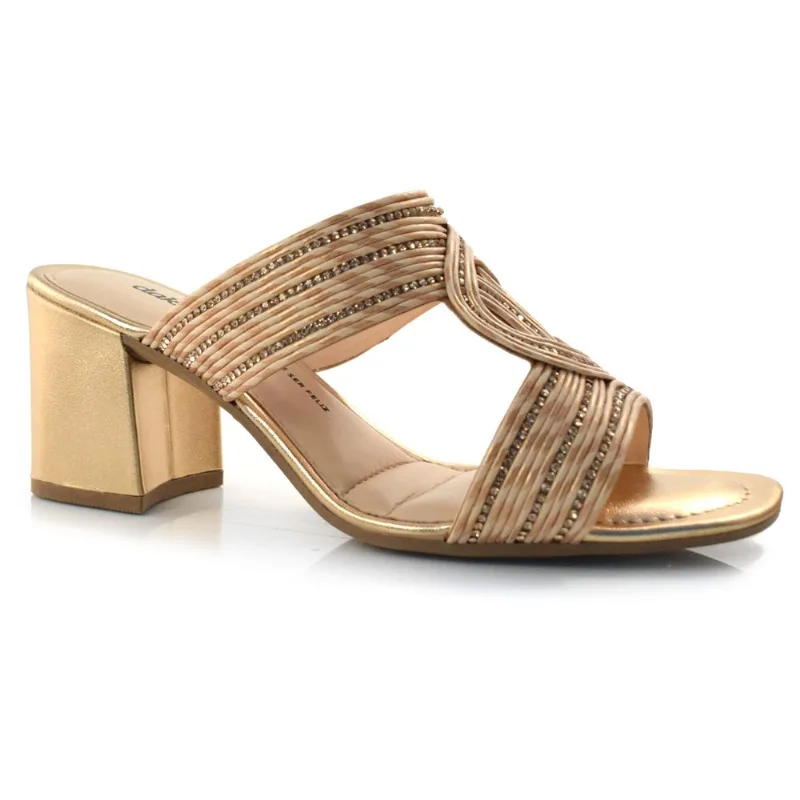 Tamanco Feminino Salto Bloco Dakota Dourado Y6542 35