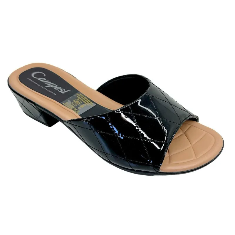 Tamanco Feminino Campesí Salto Bloco Preto Verniz L9433-0007 34 / Preto
