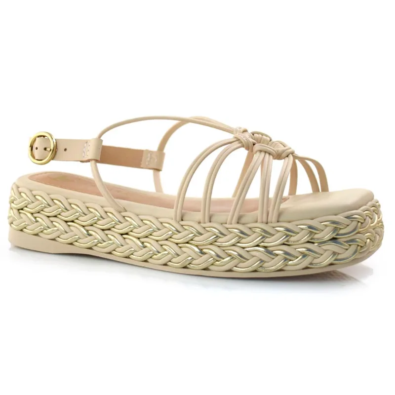 Sandália Flat Feminina Tanara Off White T8141 37