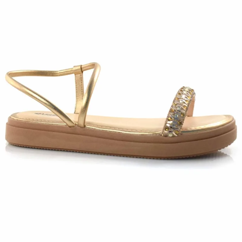Sandália Flat Feminina Mississipi Ouro Rosê MI242 33