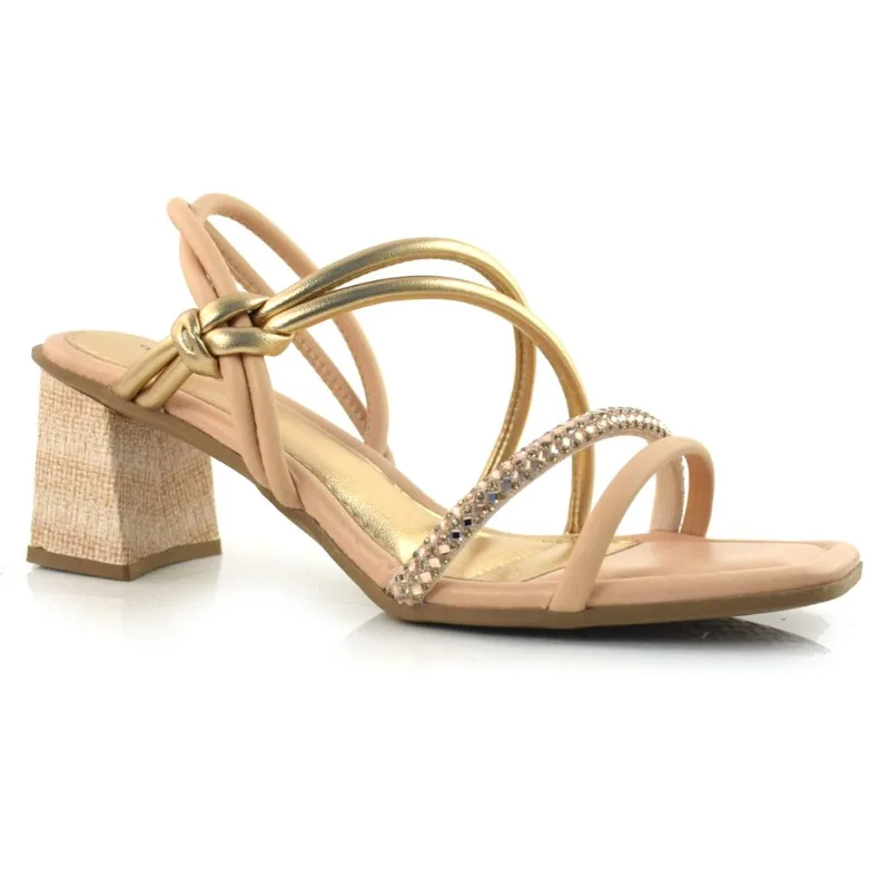 Sandália Feminina com Salto Bloco Mississipi Creme Q9711 37