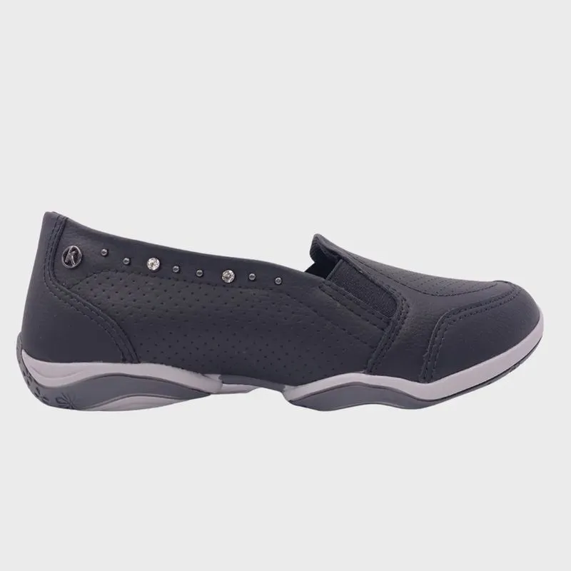 Tênis Kolosh Feminino Slip-On Calce Fácil Microfuros Preto