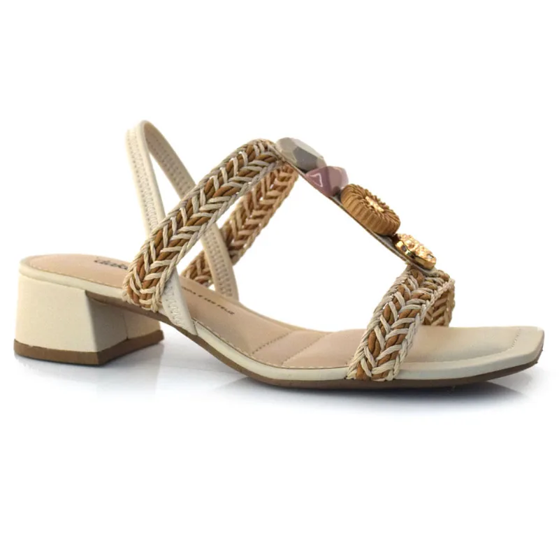 Sandália de Salto Bloco Feminina Dakota Off White Y6471 34