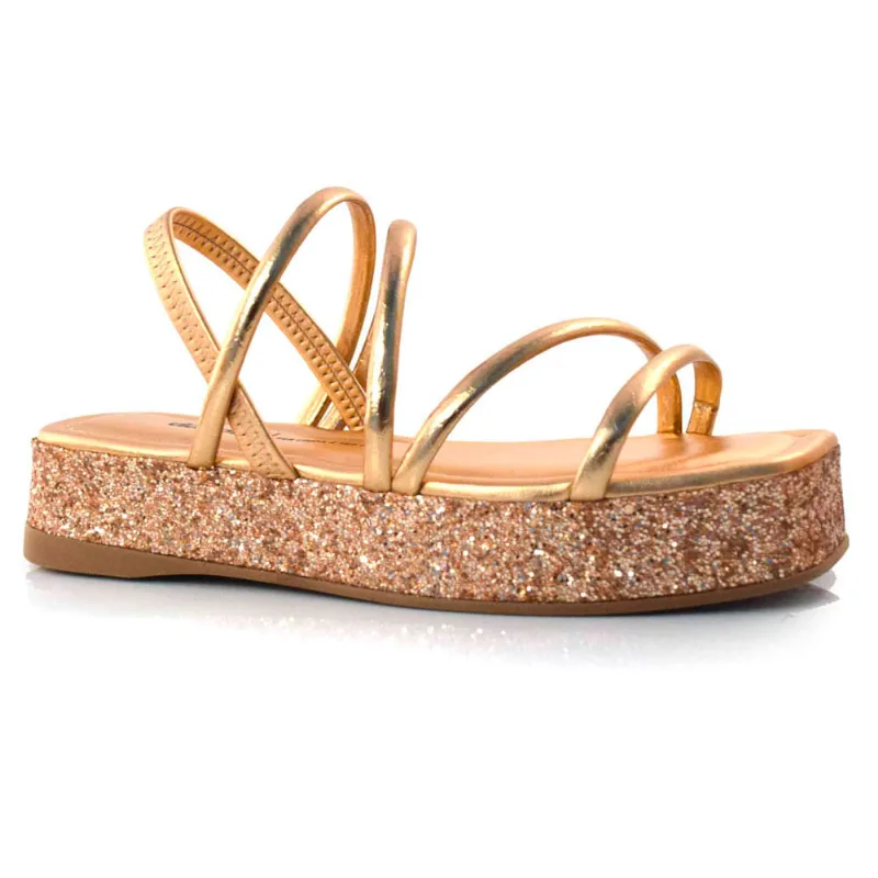 Sandália Flat Feminina Dakota Ouro Rosê Y6571 34
