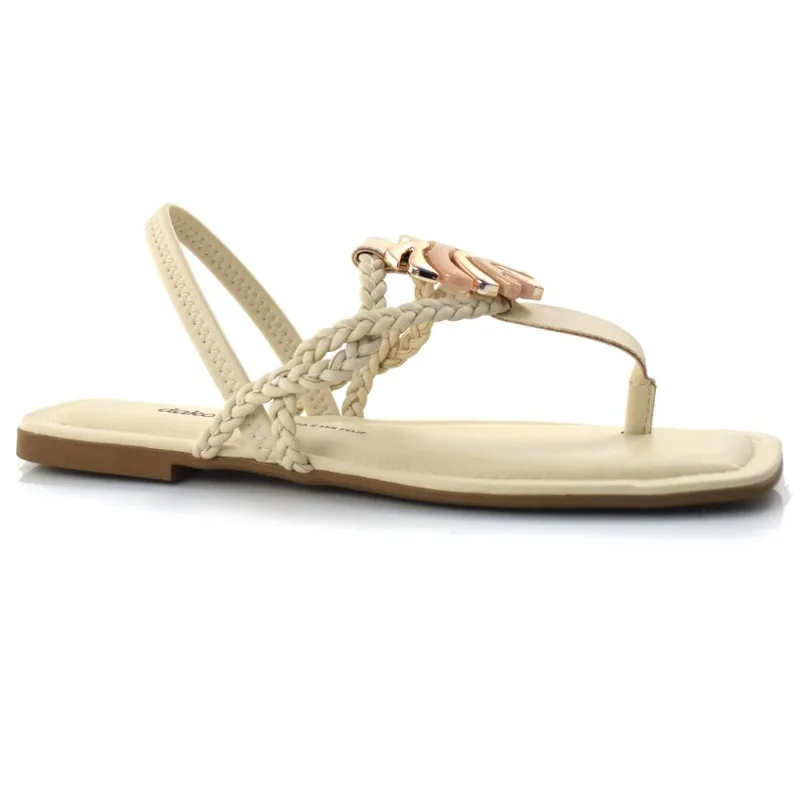 Sandália Rasteira Feminina Dakota Off White Y6421 35
