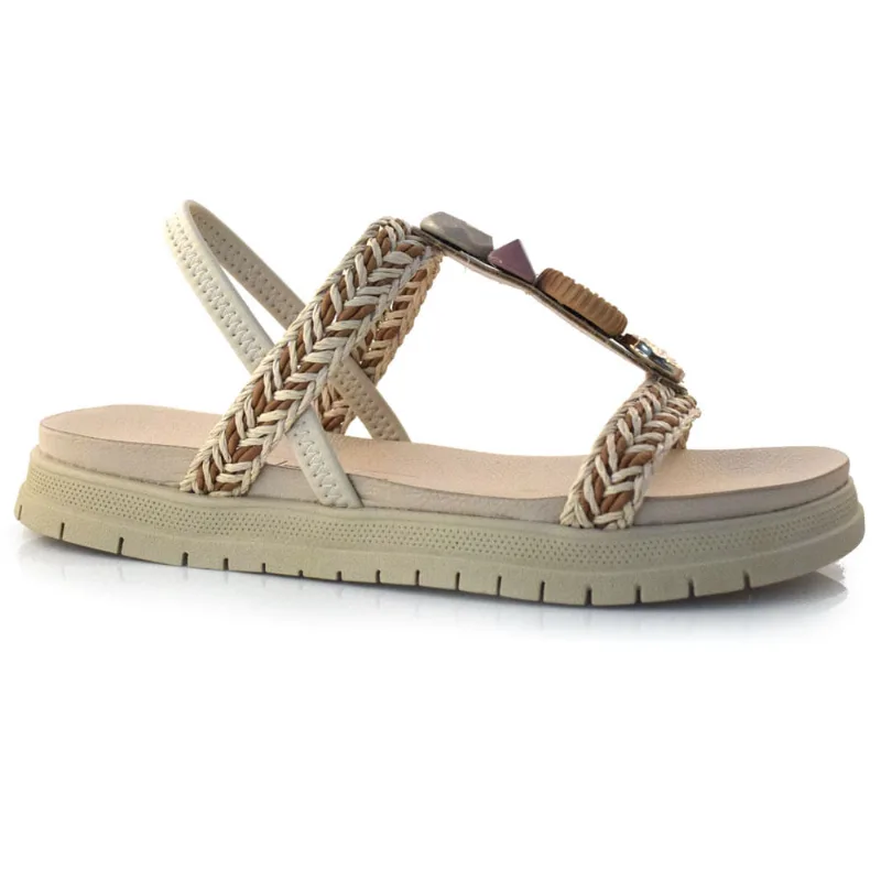 Sandália Flat Feminina Dakota Creme Y6801 37