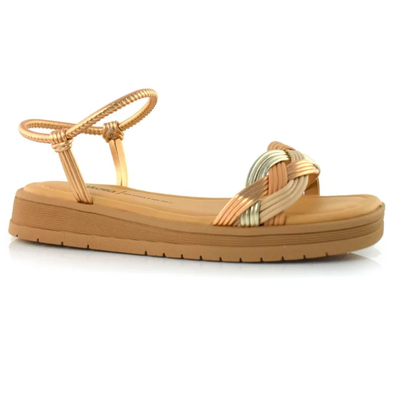 Sandália Flat Feminina Dakota Ouro Rosê Y6931 34
