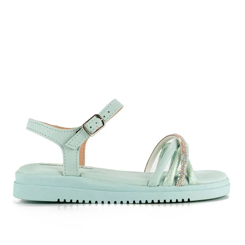 Sandália Pink Cats Infantil Flatform Verde com Brilhos 28