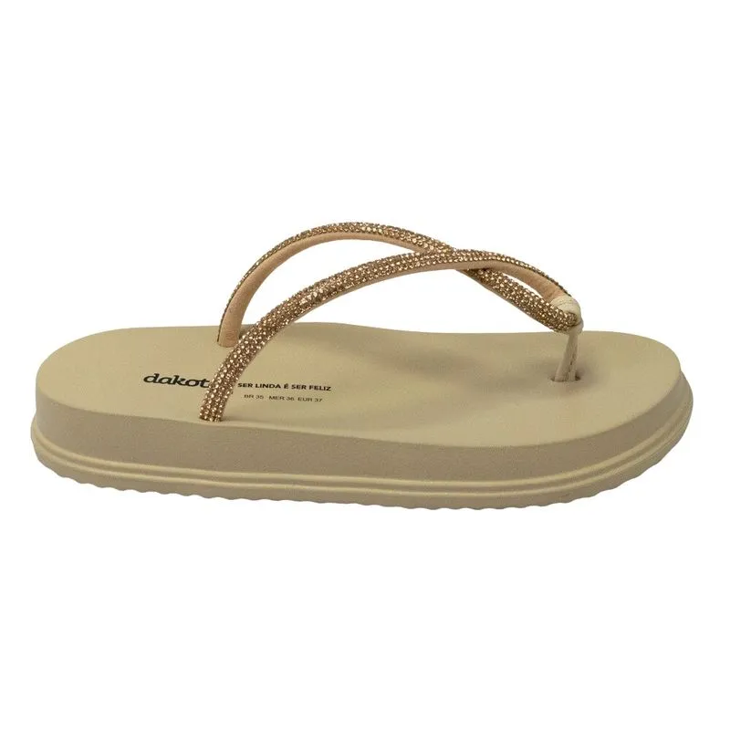Chinelo Dakota Y6242 Rives Tule com Strass Rose