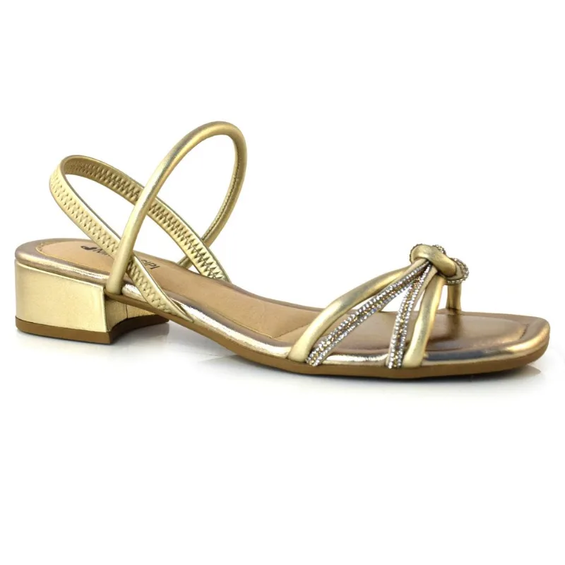 Sandália Feminina com Salto Bloco Mississipi Dourado Q9691 34