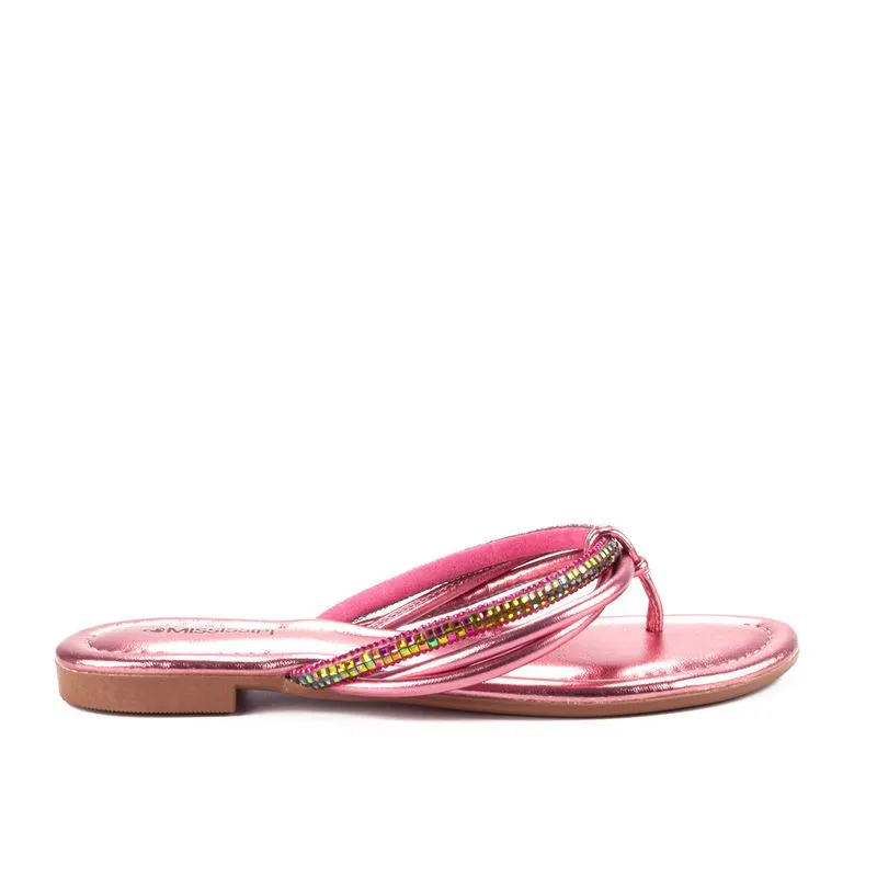 Chinelo Mississipi Rosa com Brilhos 37
