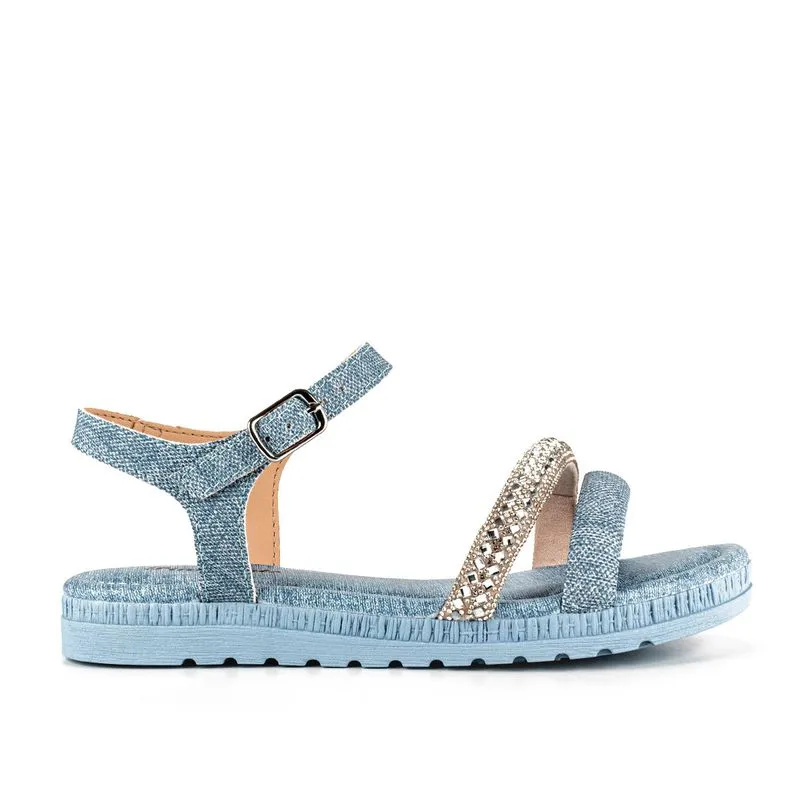 Sandália Pink Cats Infantil Flatform Jeans Azul 33