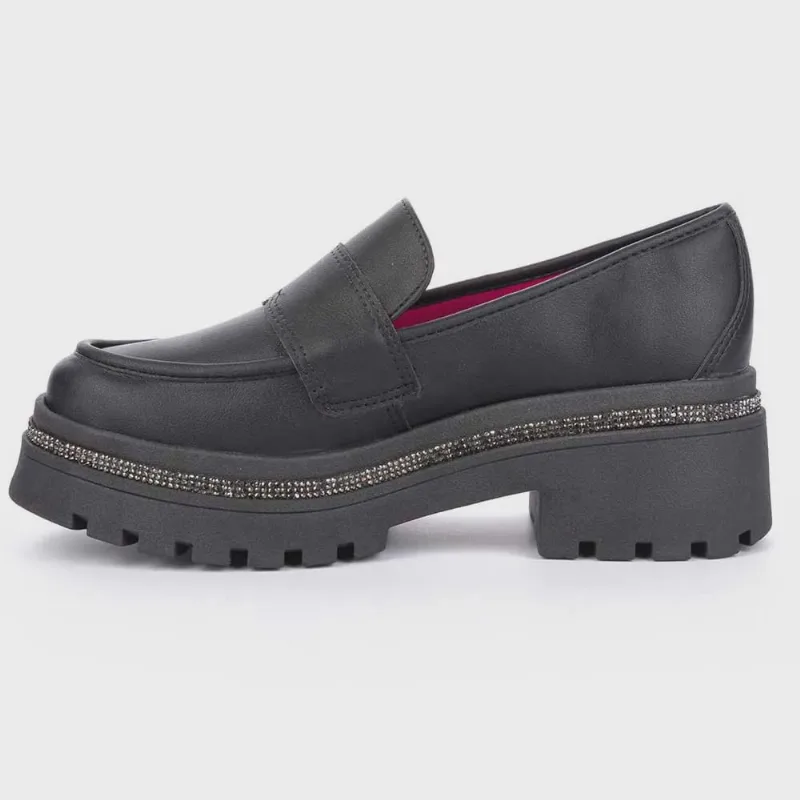 Mocassim Loafer Tratorado Preto Tanara T8262-0001