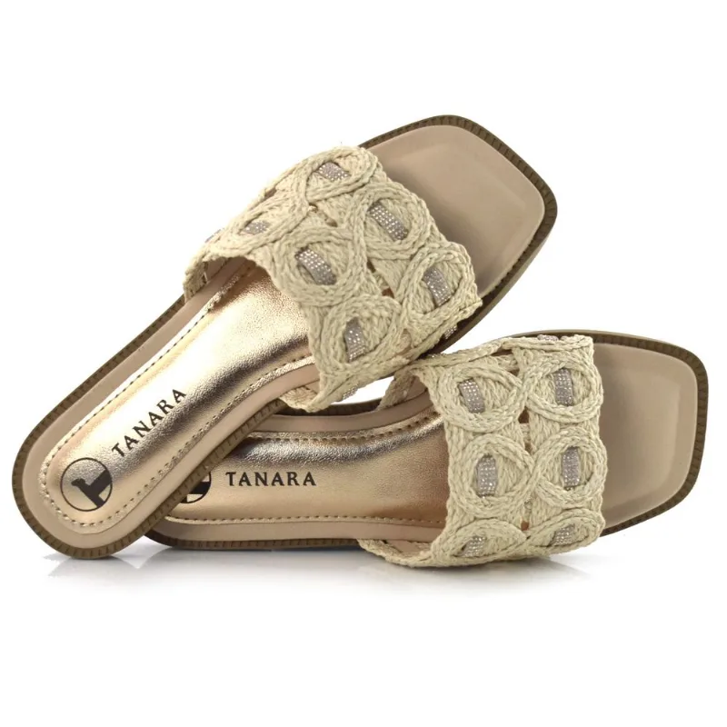Sandália Rasteira Feminina Tanara Creme T8043 35